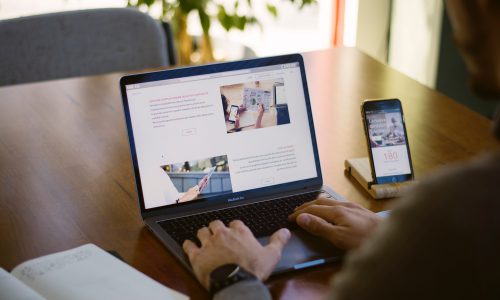 man using laptop